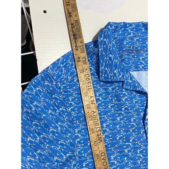 Vineyard Vines On-The-Go Performance Shirt – Blue Fish Print Button-Up Size XS - Picture 4 of 9